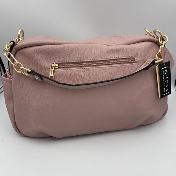Mellow World Dusty Rose Gold Zipper Tote Bag Purse Vegan Leather New With Tag - Picture 6 of 11